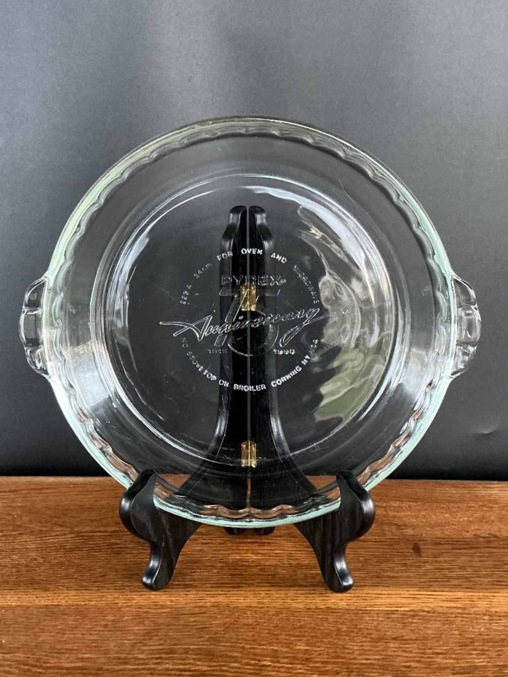 Vintage Pyrex Pie Plate 75th Anniversary 10 inch Glass Bakeware